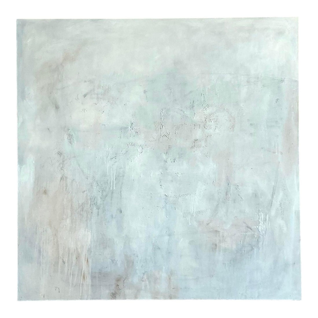 Vintage Boho Original Abstract Oil Painting on Canvas 48x48: Vintage Boho Original Abstract Oil Painting on Canvas 48x48 Experience the serene allure of this original vintage abstract oil painting, a masterwork that offers subtle depth and evocative texture. Cr