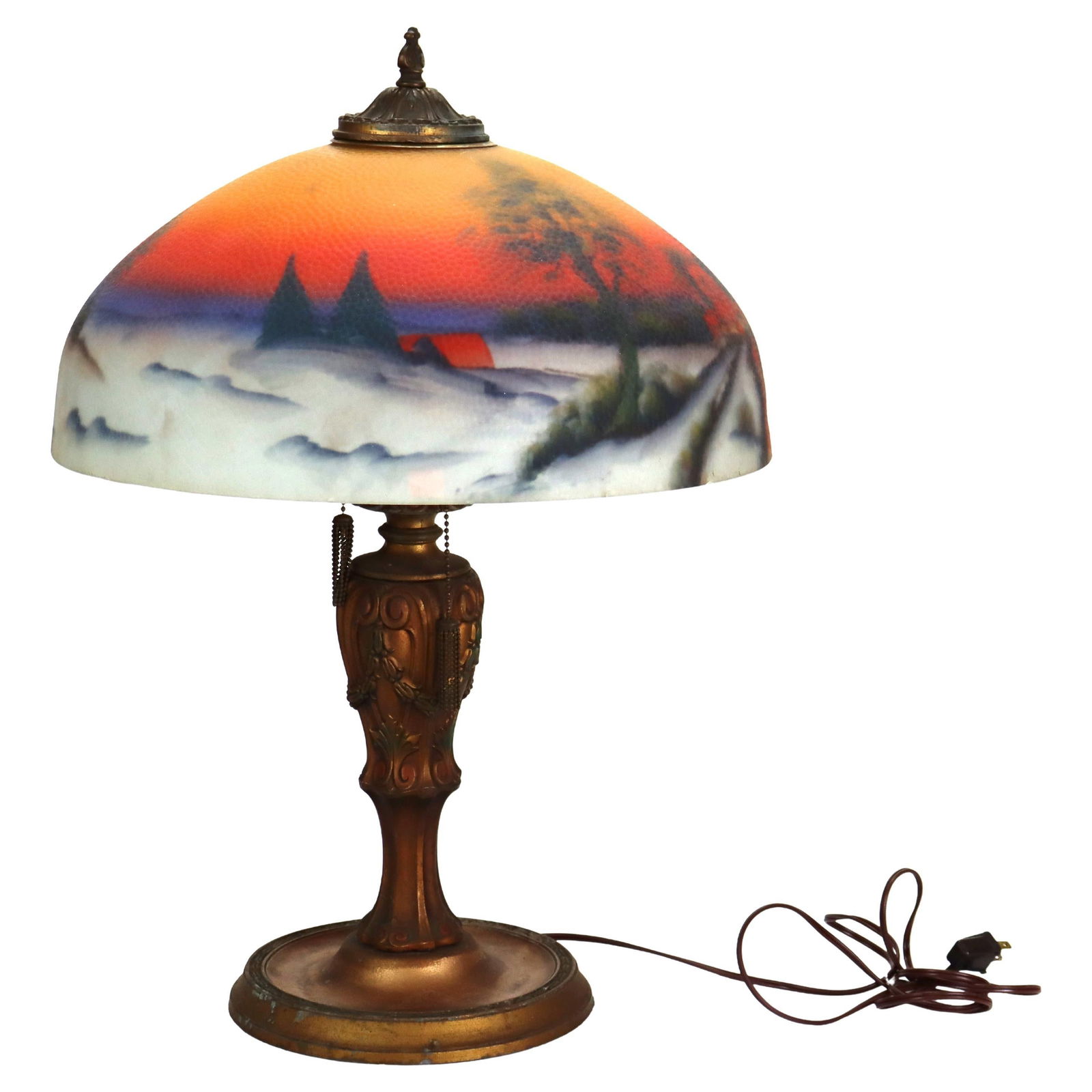 Antique Jefferson C1920 Reverse Painted Landscape Table Lamp (1 of 14)