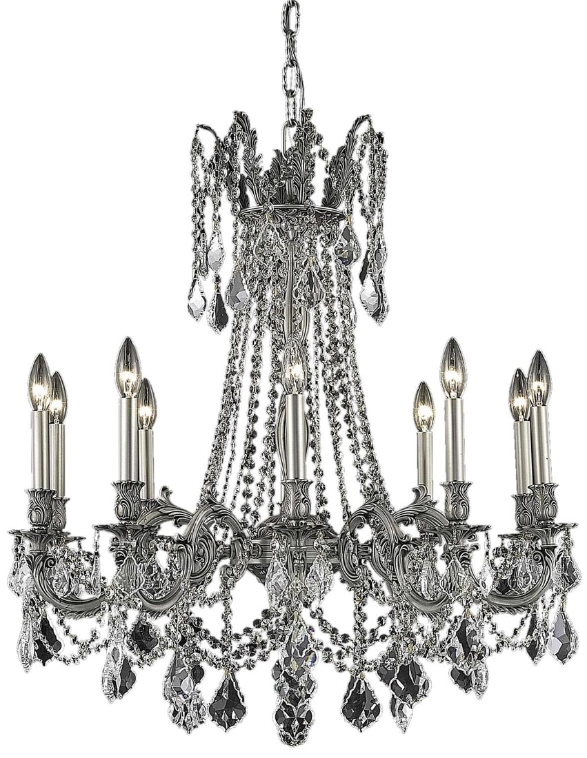 Elegant Lighting Rosalia 10-Light Bowl Chandelier Golden Teak Smoky Crystal: Elegant Lighting Rosalia 10-Light Bowl Chandelier Golden Teak Smoky Crystal Illuminate your space with the Luxurious 10-Light Rosalia Pewter Fixture, an exquisite bowl chandelier that effortlessly ble