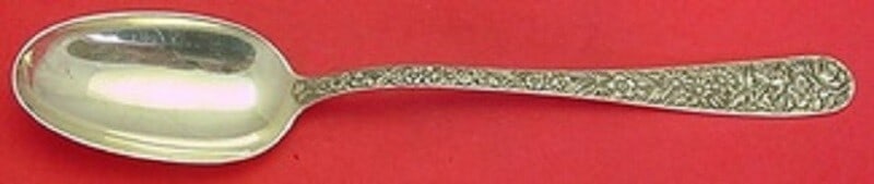 Kirk Repousse Sterling Silver Stuffing Spoon 11 Inch: Kirk Repousse Sterling Silver Stuffing Spoon 11 Inch This exquisite stuffing spoon features the classic Repousse pattern by Kirk, crafted from high-quality sterling silver. Measuring 11 inches, it sho