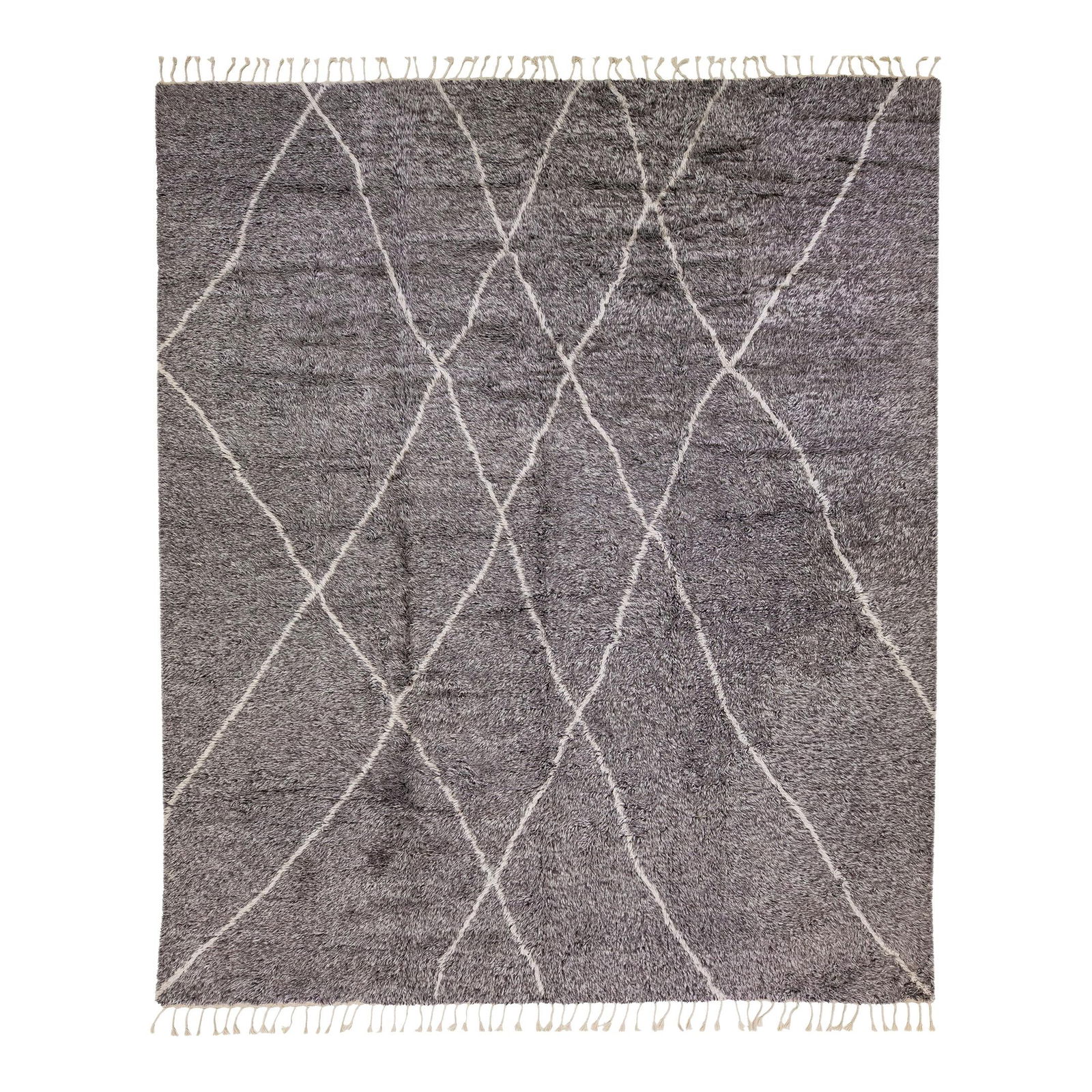 Oversize Modern Moroccan Wool Rug 12' x 14'10' Tribal Design Gray: Oversize Modern Moroccan Wool Rug 12' x 14'10' Tribal Design Gray Transform your space with this stunning Moroccan-inspired wool rug, showcasing an eye-catching tribal design against a sophisticated g