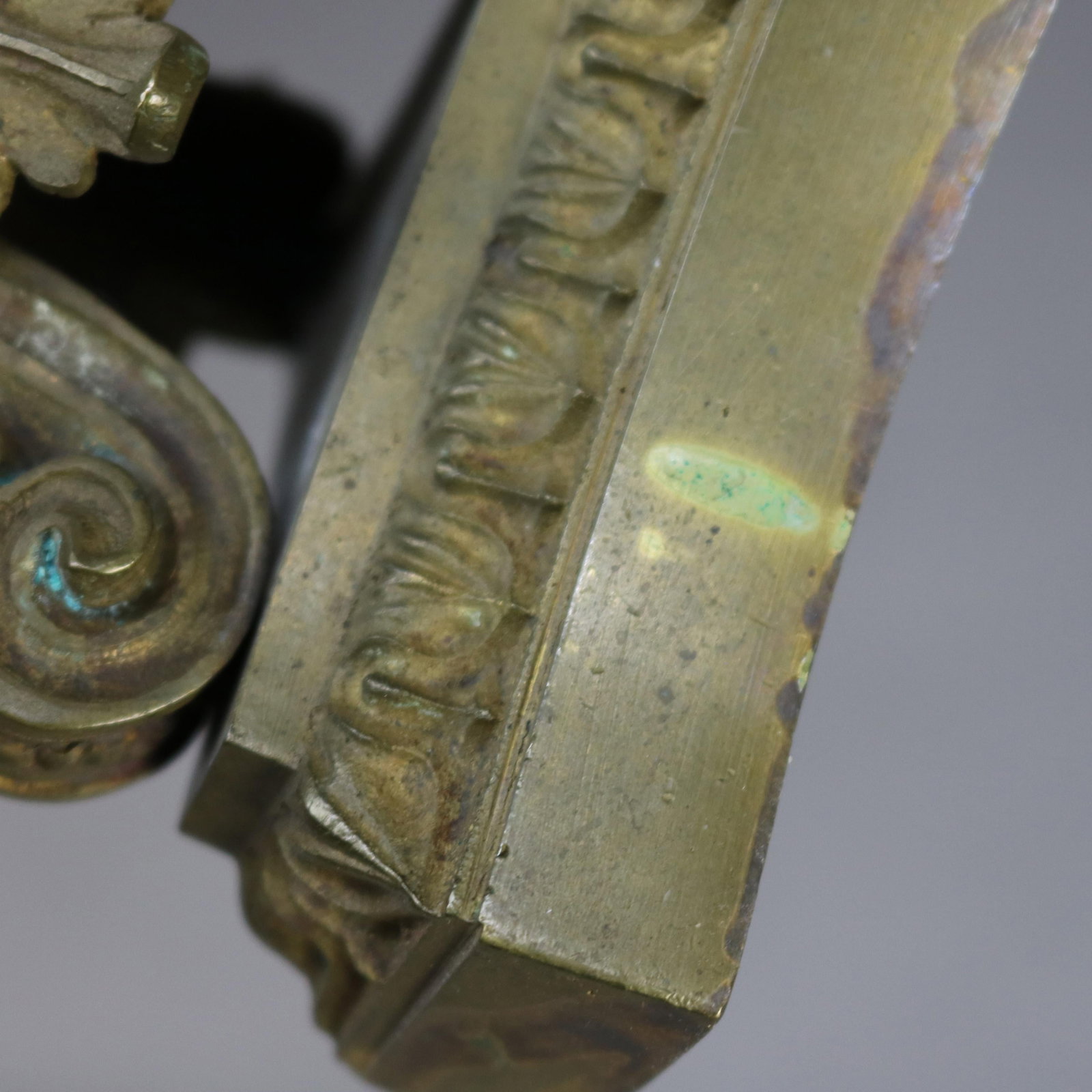 Antique Neoclassical Bronze Candlesticks Set of 2 C1890 - 5