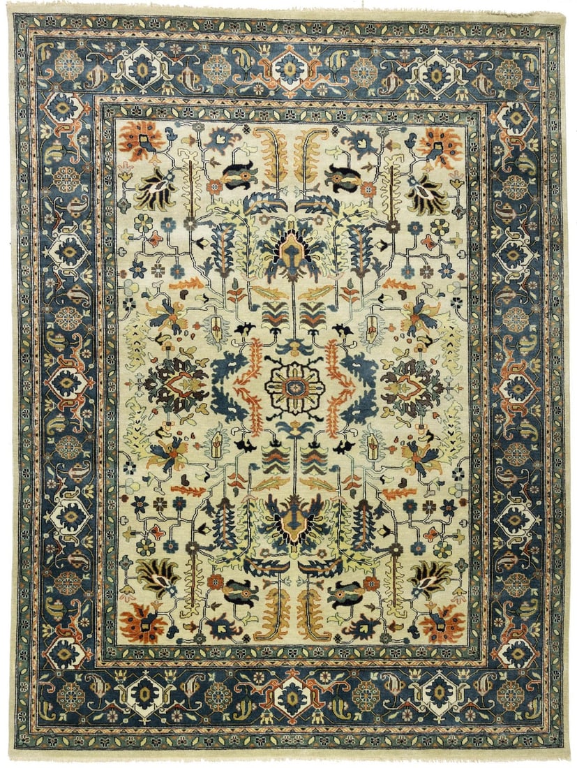 Hand-Knotted Wool Geometric Oriental Rug 9x12ft Modern Farmhouse Decor: Hand-Knotted Wool Geometric Oriental Rug 9x12ft Modern Farmhouse Decor Enhance your living space with this stunning hand-knotted wool Oriental rug, featuring a captivating geometric design. Perfect fo