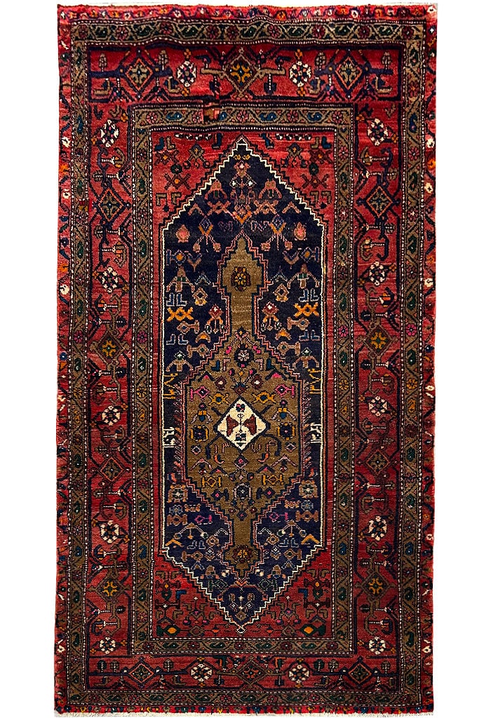 4.3' x 7.10' Handwoven Persian Tribal Hamadan Runner Rug: 4.3' x 7.10' Handwoven Persian Tribal Hamadan Runner Rug Free continental US Shipping Introducing the 4' x 8' Persian Tribal Hamadan Runner Rug, a stunning example of the rich tradition and exceptiona