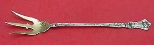 Wallace Peony Sterling Silver Gold-Washed Lettuce Fork 9 1/8 inch: Wallace Peony Sterling Silver Gold-Washed Lettuce Fork 9 1/8 inch This exquisite Peony pattern lettuce fork by Wallace is crafted from sterling silver and features a luxurious gold wash finish. With a
