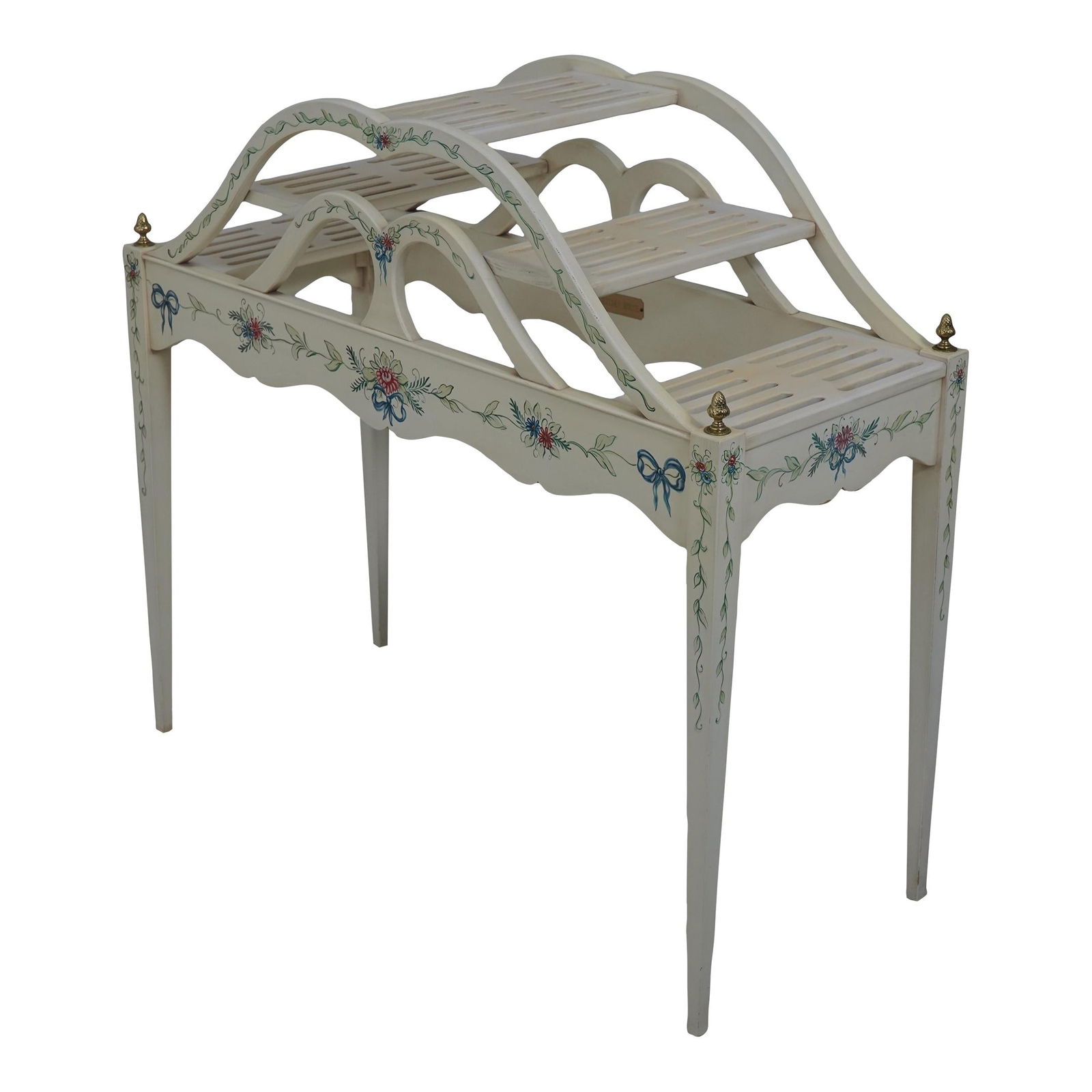 Chelsea House French Regency Display Table White Paint Finish Brass Accents: Chelsea House French Regency Display Table White Paint Finish Brass Accents This exquisite French Regency style display table features a stunning paint decorated finish that enhances its stylish aesth