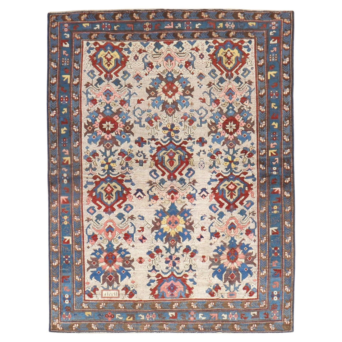 Antique 1890 Zeychour Kuba Rug Kazak Style Hand-Knotted Wool 51x63: Antique 1890 Zeychour Kuba Rug Kazak Style Hand-Knotted Wool 51x63 Discover the beauty of this late 19th-century Antique Zeychour Caucasian Kuba Rug, a unique addition to any collection. This exquisit
