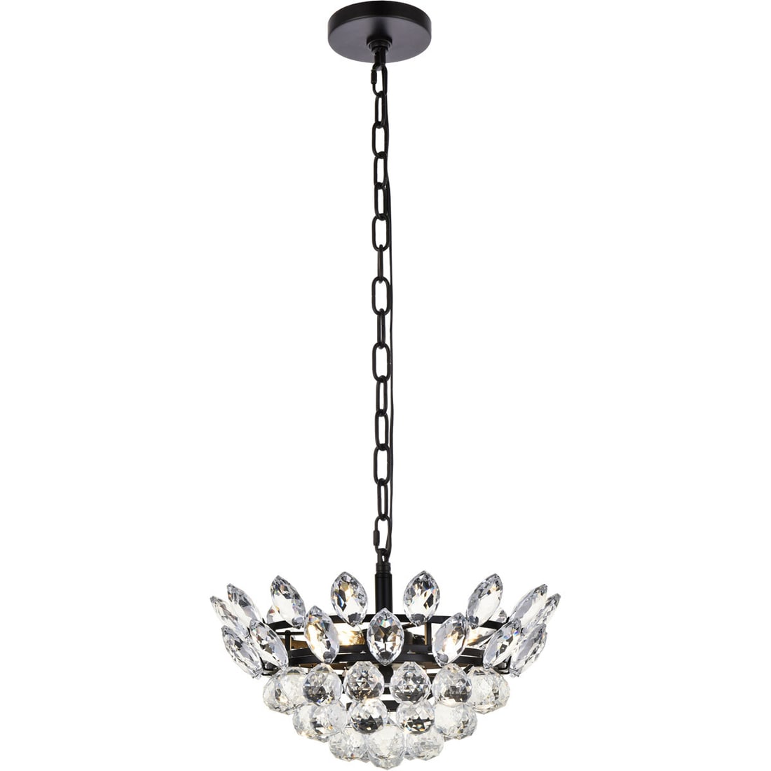 Emilia Modern Black and Clear Pendant Chandelier 3-Light with Royal Cut Crystals: Emilia Modern Black and Clear Pendant Chandelier 3-Light with Royal Cut Crystals Elevate your space with this modern pendant chandelier, featuring a stunning combination of black and clear royal cut c