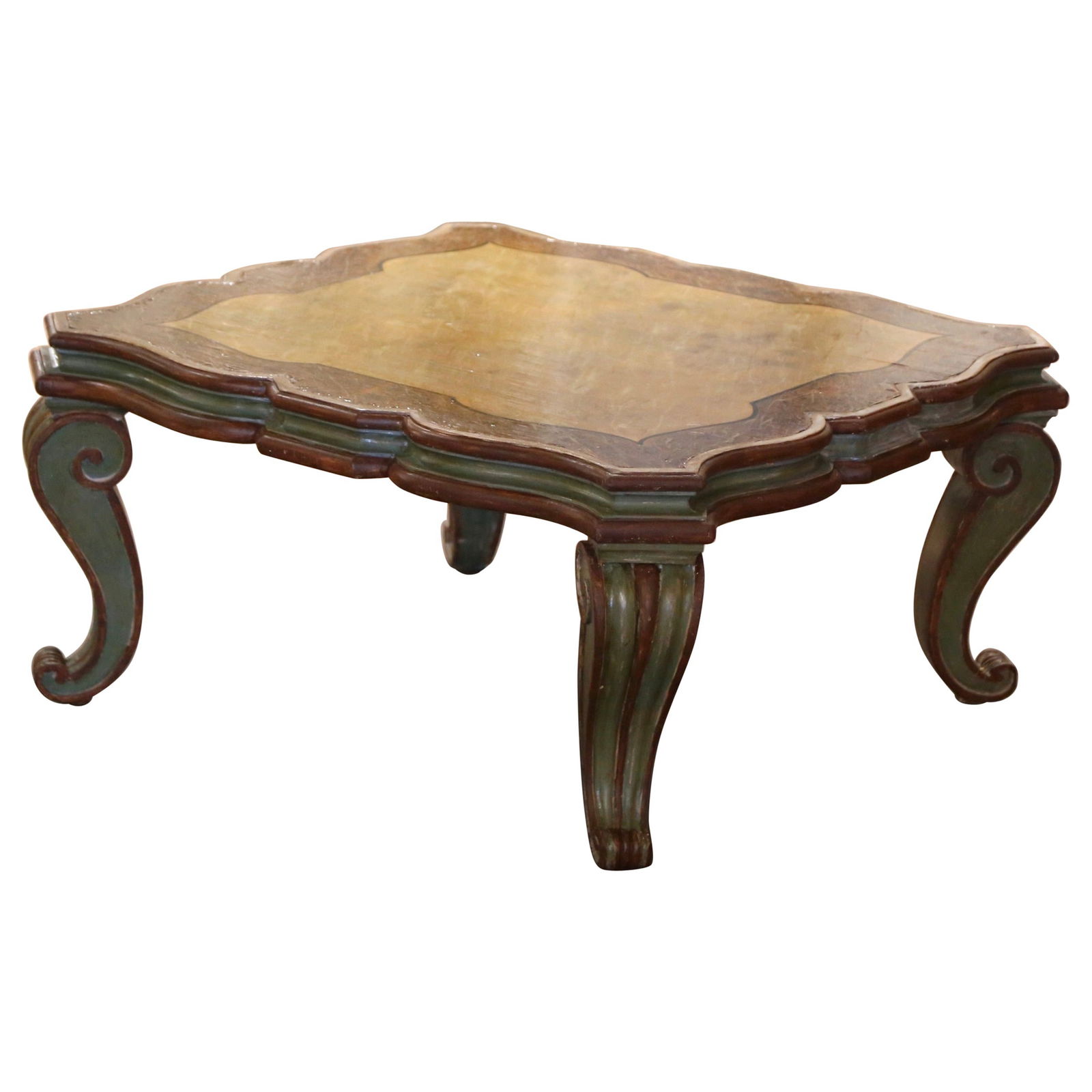 Italian Louis XV Hand-Carved Painted Coffee Table circa 1920: Italian Louis XV Hand-Carved Painted Coffee Table circa 1920 Enhance your den or living room with this elegant Early 20th Century Italian Louis XV Carved Painted Coffee Table. Crafted in Italy around