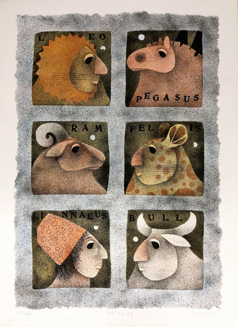 Carol Jablonsky Limited Edition Signed Lithograph Portraits 1982: Carol Jablonsky Limited Edition Signed Lithograph Portraits 1982 This exquisite lithograph by artist Carol Jablonsky features a captivating portrayal of animals and showcases her signature Impressioni