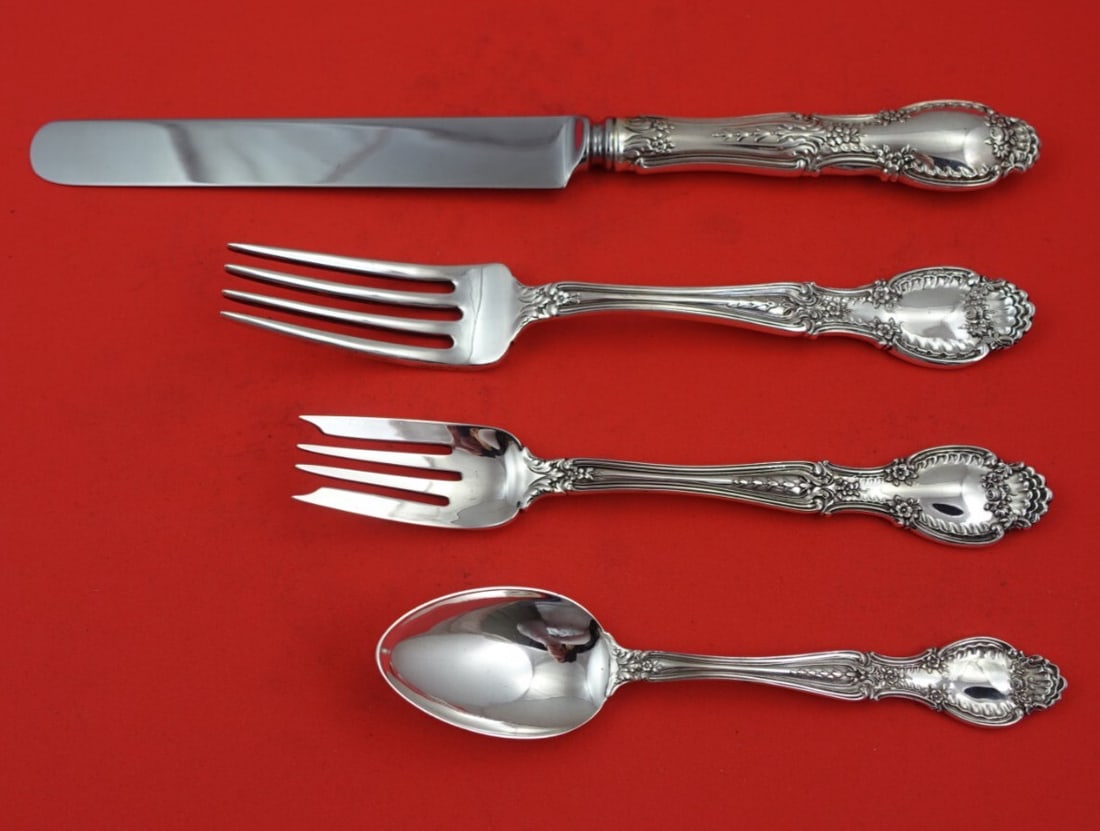 Tiffany & Co Richelieu Sterling Silver 4-Piece Dinner Place Setting: Tiffany & Co Richelieu Sterling Silver 4-Piece Dinner Place Setting Elevate your dining experience with this exquisite 4-piece dinner size place setting from the renowned Richelieu pattern by Tiffany