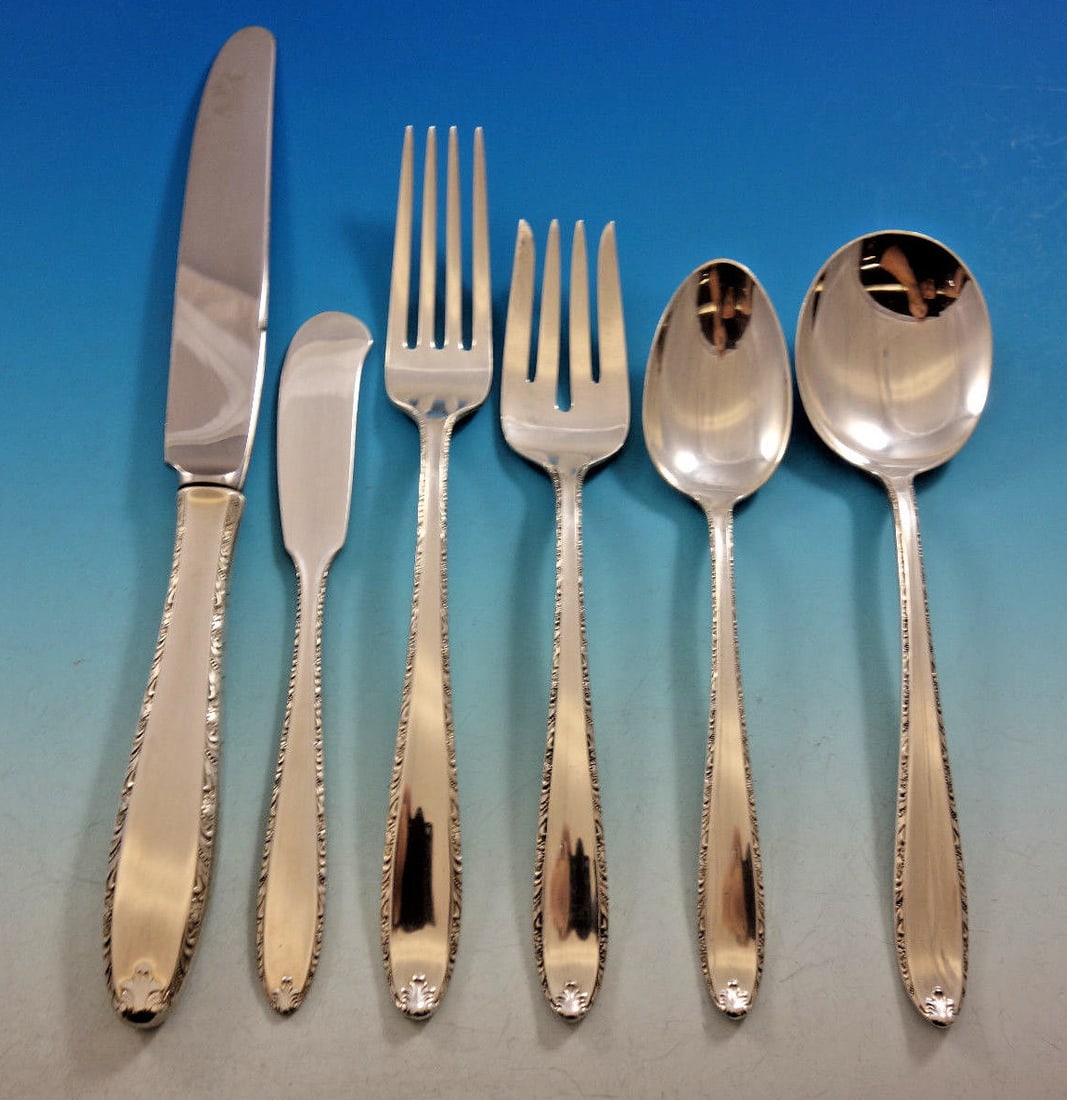 Alvin Southern Charm Sterling Silver Flatware Set for 12 72 Pieces with Chest: Alvin Southern Charm Sterling Silver Flatware Set for 12 72 Pieces with Chest Enhance your dining experience with the Southern Charm Sterling Silver Flatware Set by Alvin, designed to serve 12 people.