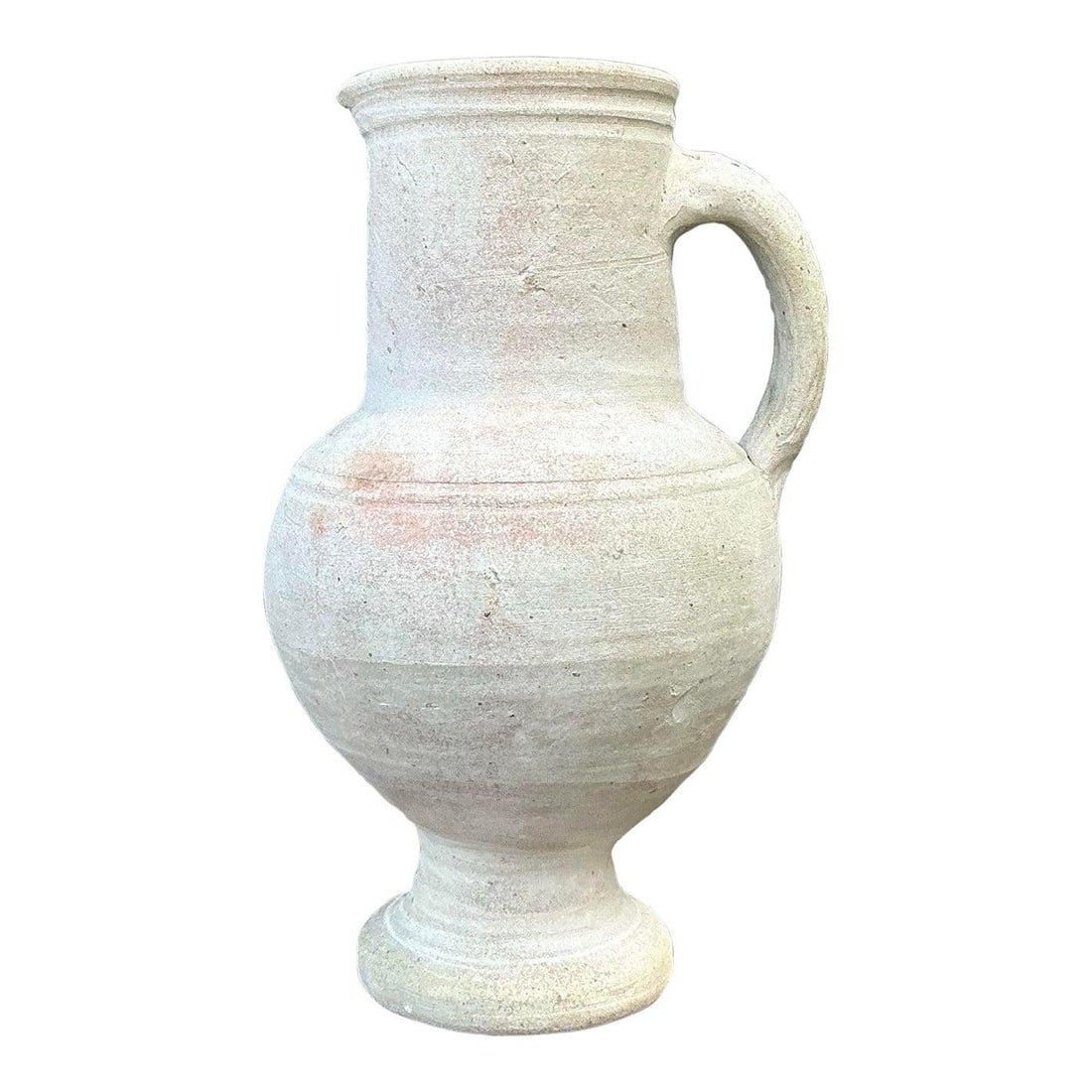 Vintage Boho Studio Pottery Pitcher Mediterranean Aesthetic: Vintage Boho Studio Pottery Pitcher Mediterranean Aesthetic Discover the charm of the Mediterranean with this captivating vintage studio pottery pitcher. Expertly crafted from raw, unglazed ceramic, t