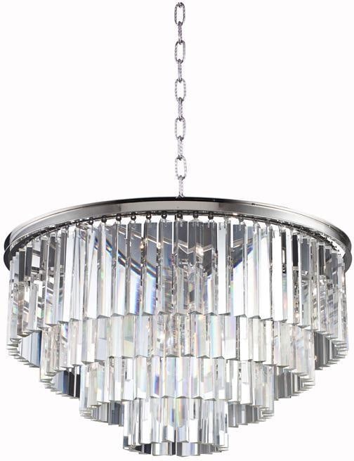 Elegant Lighting 17-Light Sydney Crystal Pendant Lamp Polished Nickel: Elegant Lighting 17-Light Sydney Crystal Pendant Lamp Polished Nickel Illuminate your space with the stunning 17-Light Sydney Crystal Pendant Lamp, designed in a vintage style that blends seamlessly w