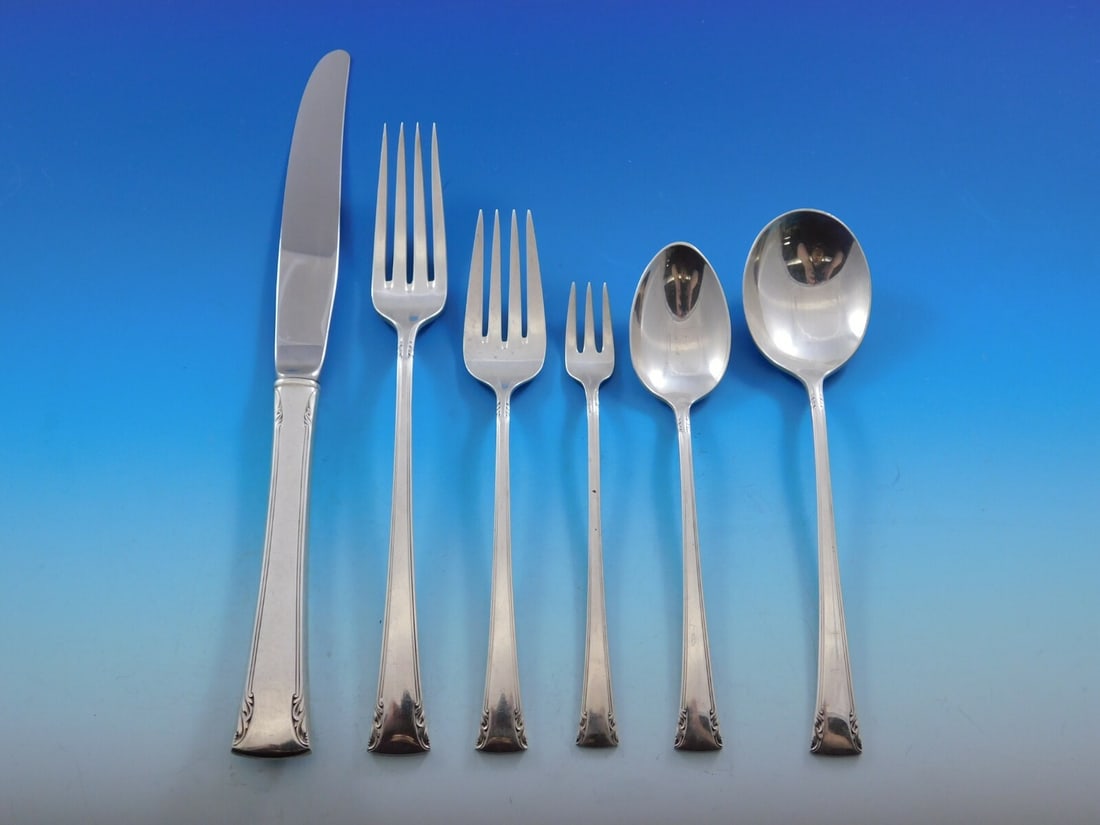 International Sterling Silver Serenity Flatware Set 74pc for 12 with Storage Chest: International Sterling Silver Serenity Flatware Set 74pc for 12 with Storage Chest Elevate your dining experience with the Serenity Sterling Silver Flatware Set by International Silver. This exquisite