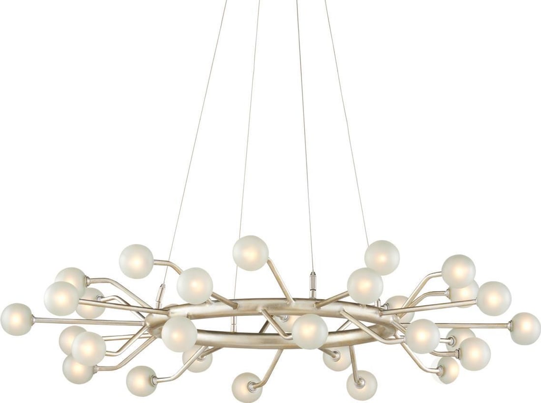 Currey Chaldea Space Age Chandelier Recycled Glass 39.5" Black White: Currey Chaldea Space Age Chandelier Recycled Glass 39.5" Black White Illuminate your space with the Space-Age Chaldea Chandelier, a stunning blend of contemporary design and sustainable materials. Thi