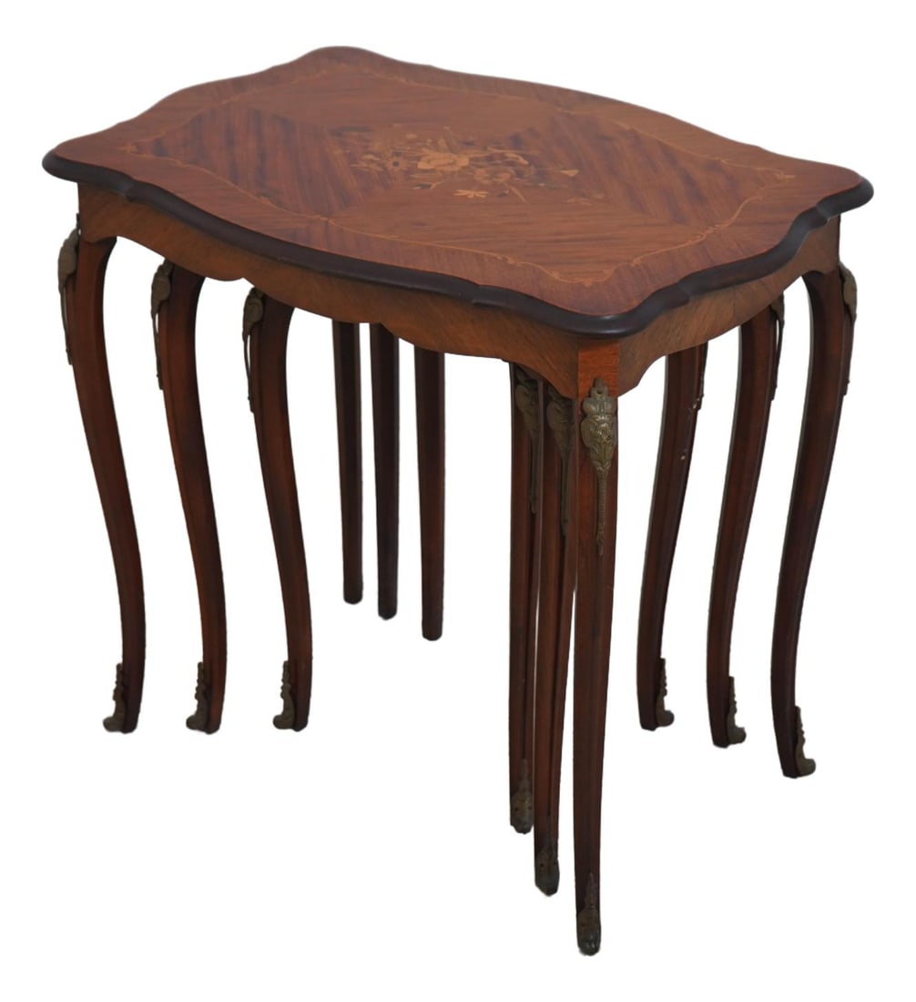 Elegant Vintage French Louis XV Inlaid Stacking Nest Tables (1 of 10)