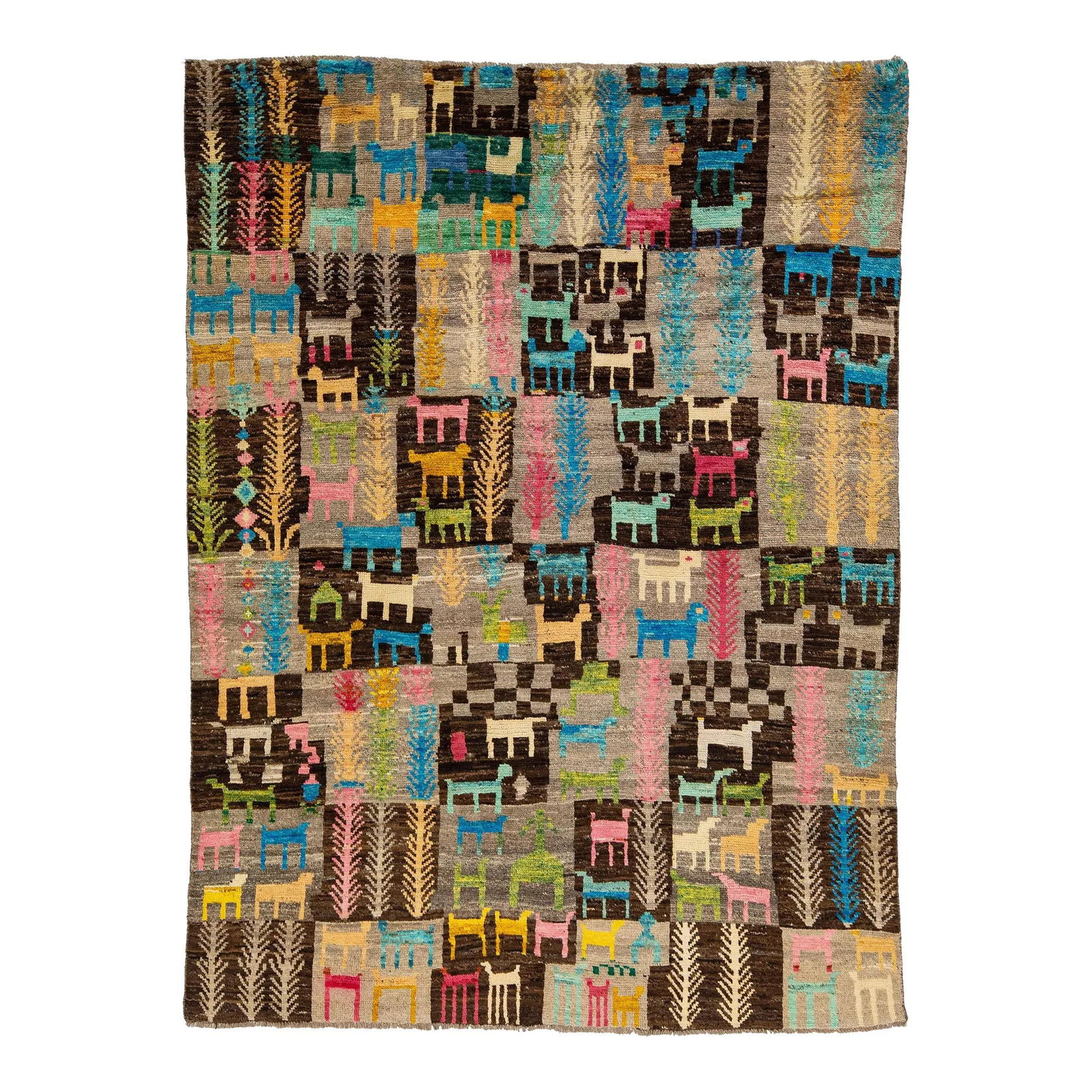 Handmade Moroccan Wool Rug with Colorful Pictorial Design 5'11 x 7'11 (1 of 9)