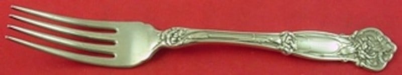 Sterling Silver Dinner Fork in Carnation Pattern by Wallace 7 5/8 Inch: Sterling Silver Dinner Fork in Carnation Pattern by Wallace 7 5/8 Inch This is a Carnation pattern dinner fork by Wallace, crafted from sterling silver. The fork measures 7 5/8 inches in length. It is