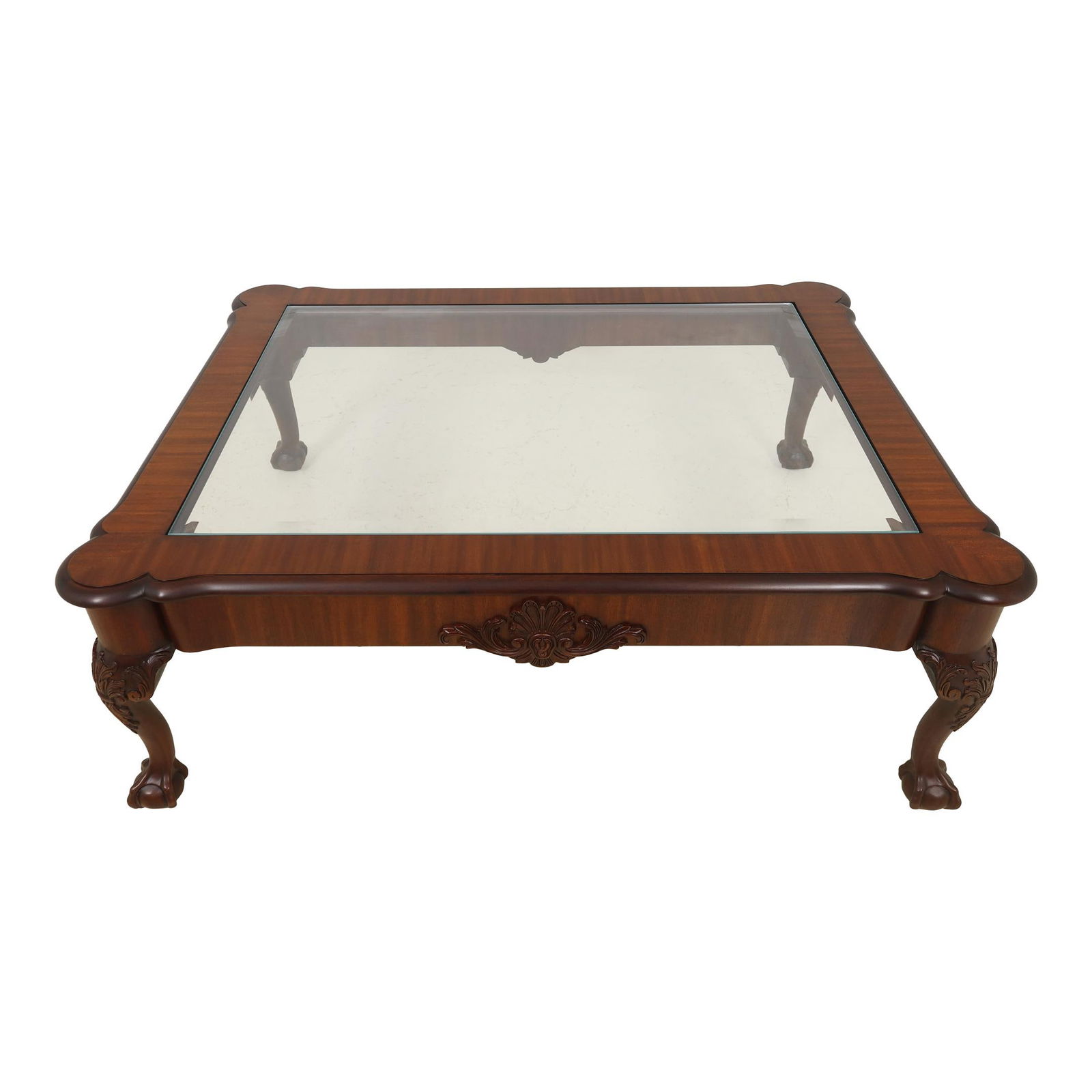 Henkel Harris Chippendale Mahogany Coffee Table with Beveled Glass Top (1 of 10)