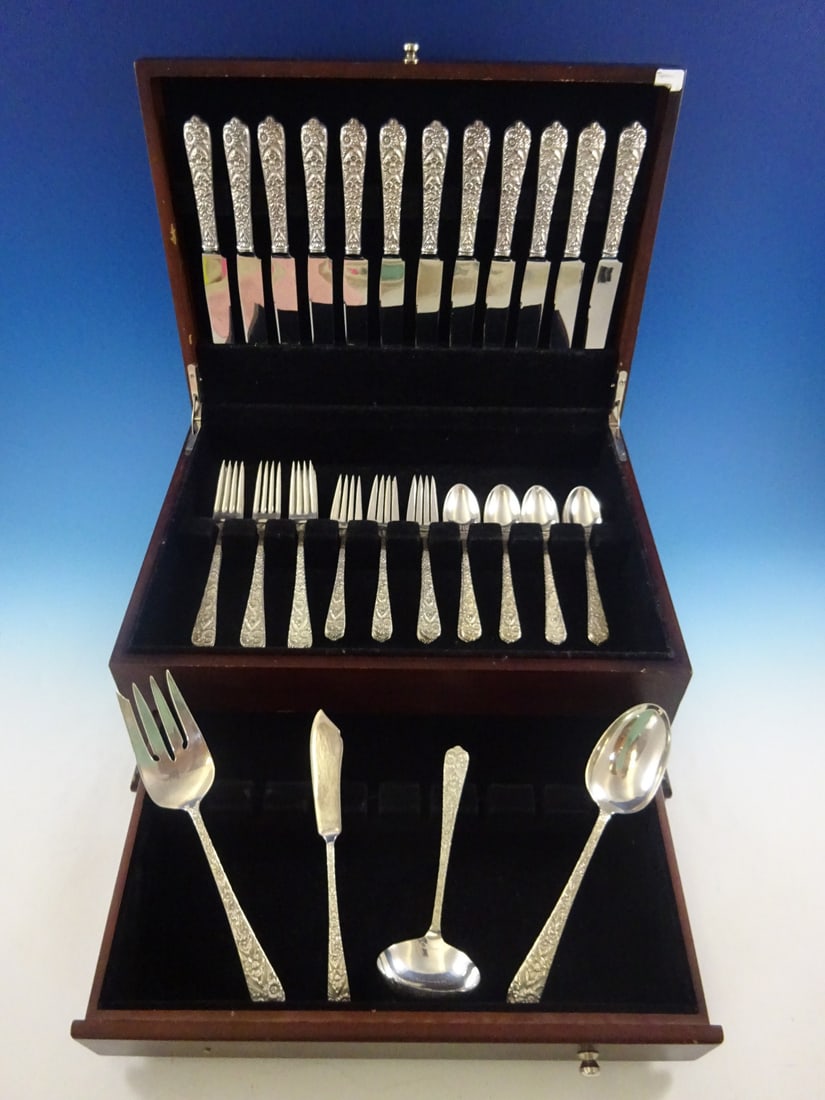 International Sterling Silver Radiant Rose Flatware Set 52 Pieces (1 of 8)
