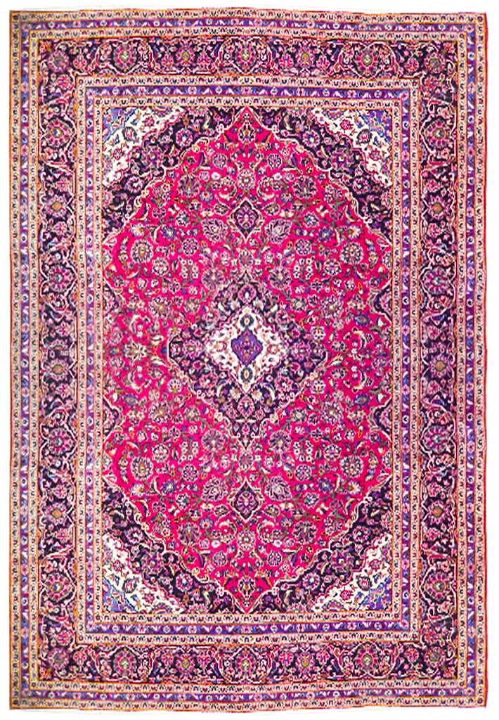 Handcrafted 9.9 x 12.8 Red Semi Antique Persian Kashan Rug: Handcrafted 9.9 x 12.8 Red Semi Antique Persian Kashan Rug Free continental US Shipping Enhance your living space with the timeless elegance of this 9.9' x 12.8' Red Semi Antique Persian Kashan Rug. H