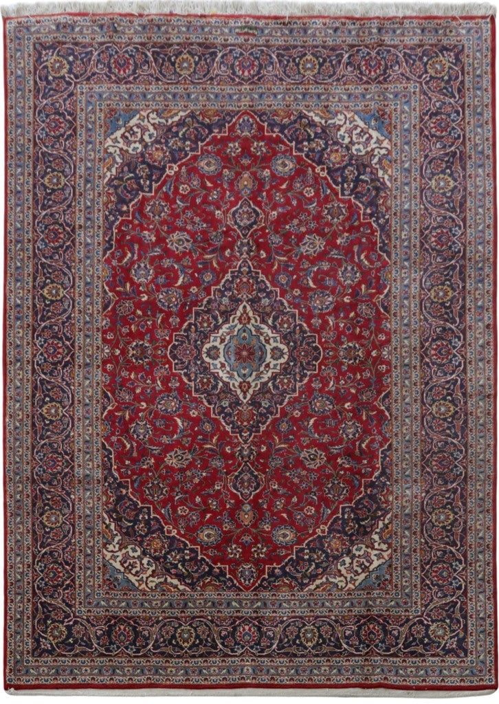 Handcrafted Red Persian Kashan Rug 8'3 x 11'6 Silk-like Pile: Handcrafted Red Persian Kashan Rug 8'3 x 11'6 Silk-like Pile Free continental US Shipping Experience the beauty of this handcrafted 8' 3" x 11' 6" Red Persian Signed Kashan Rug, made by skilled Persia
