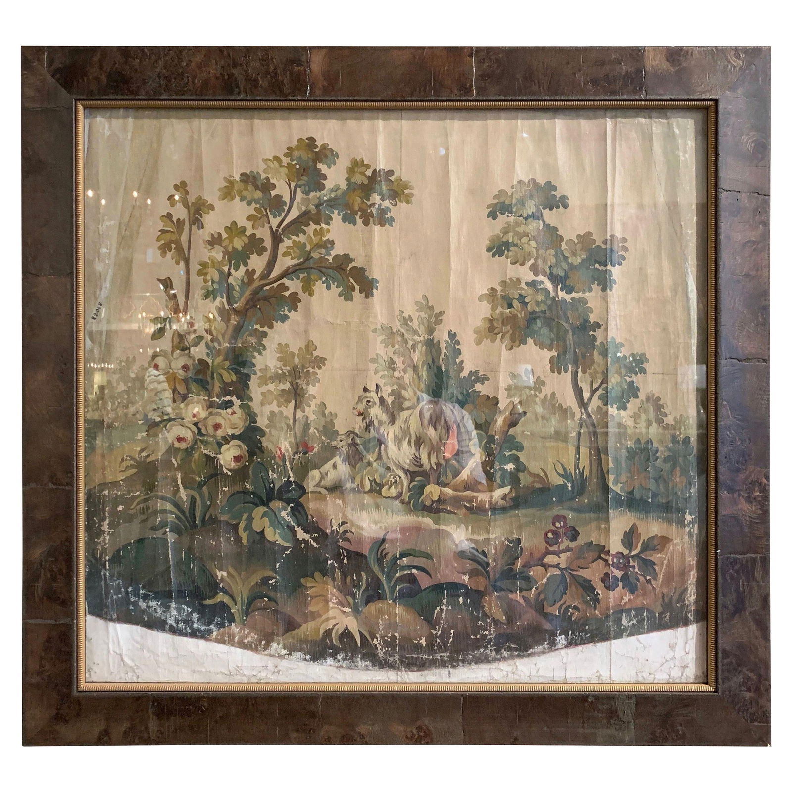 18th Century French Aubusson Gouache on Paper with Giltwood Frame: 18th Century French Aubusson Gouache on Paper with Giltwood Frame This exquisite 18th Century French Aubusson Tapestry Gouache on Paper is a remarkable piece of art that showcases the elegance of the