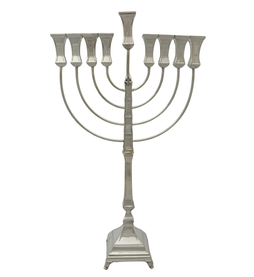 Handcrafted 925 Silver Square Menorah Modern Sleek Design for Chanukah: Handcrafted 925 Silver Square Menorah Modern Sleek Design for Chanukah This fine Chanukah menorah is handcrafted from 925 sterling silver and features a modern, simple design with sleek square element