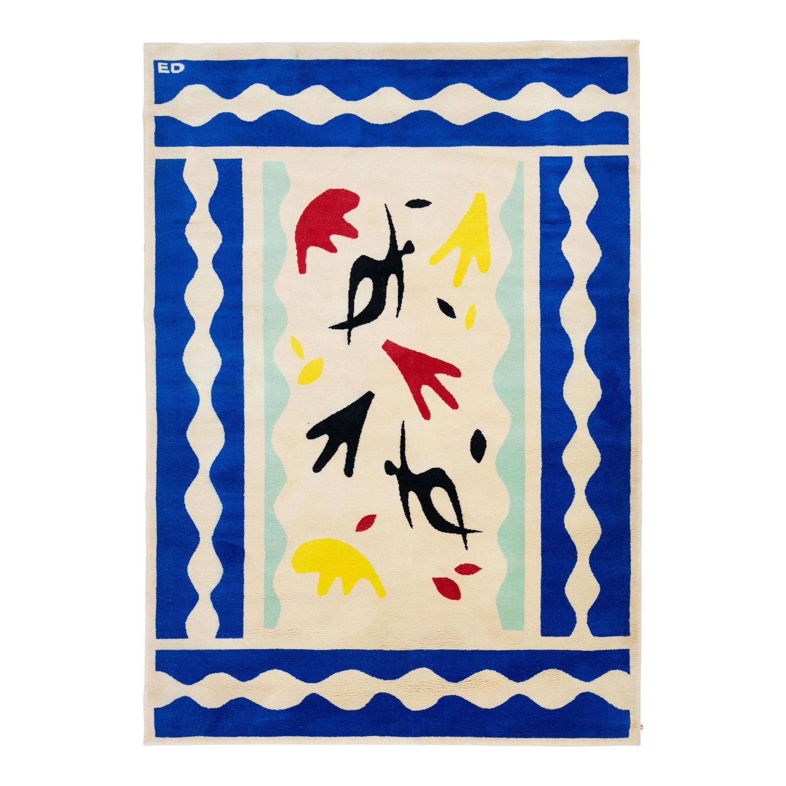 Vintage Arts & Crafts Ivory Wool Rug Abstract Design 5'6 x 7'10: Vintage Arts & Crafts Ivory Wool Rug Abstract Design 5'6 x 7'10 Enhance your living space with this captivating vintage wool rug, intricately hand-knotted in the Arts & Crafts style. The rug showcases