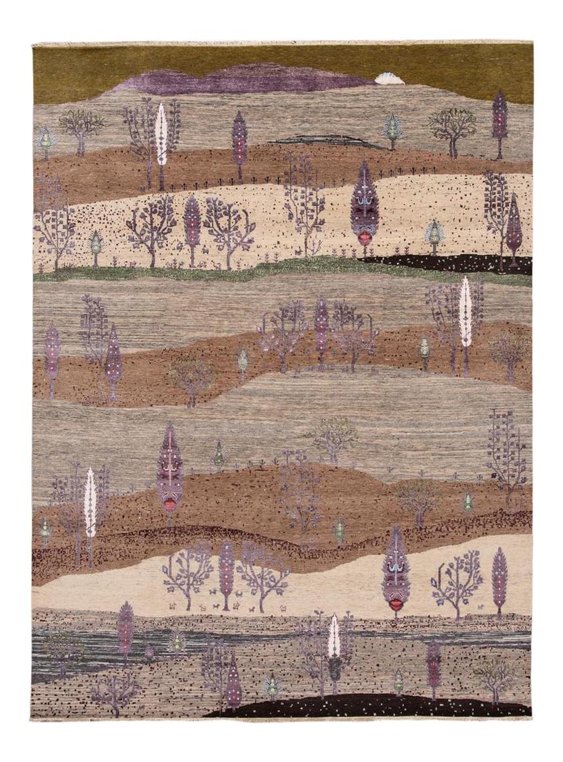 Contemporary Wool Gabbeh Style Rug 8'11 x 12 Multi-Color Design: Contemporary Wool Gabbeh Style Rug 8'11 x 12 Multi-Color Design Enhance your living space with this stunning contemporary Gabbeh design rug. Featuring an elegant ivory field adorned with a vibrant all