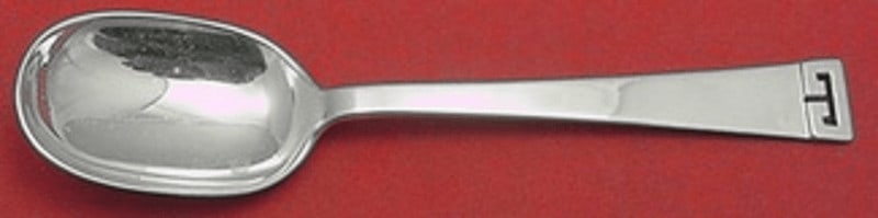 Allan Adler Chinese Key Sterling Silver Place Soup Spoon 6.75": Allan Adler Chinese Key Sterling Silver Place Soup Spoon 6.75" This exquisite place soup spoon by Allan Adler features the elegant 'Chinese Key' pattern, crafted from high-quality sterling silver. Mea