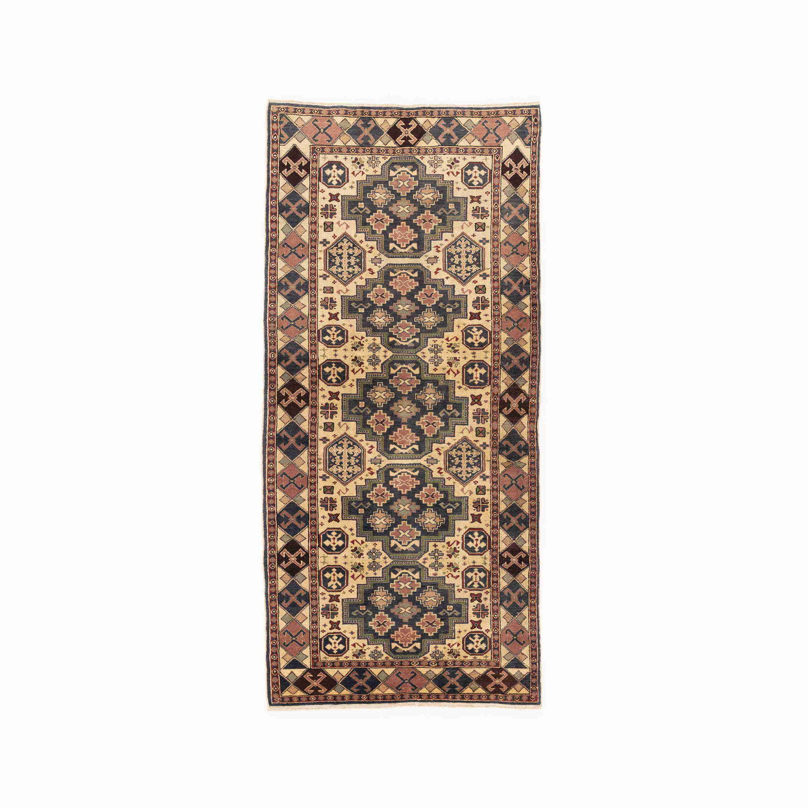 Authentic Kayseri Handmade Carpet Wool on Cotton 36.6 x 81.1 inches: Authentic Kayseri Handmade Carpet Wool on Cotton 36.6 x 81.1 inches Discover the beauty of this Authentic Handmade Kayseri Carpet, meticulously crafted with wool on cotton. This striking piece feature