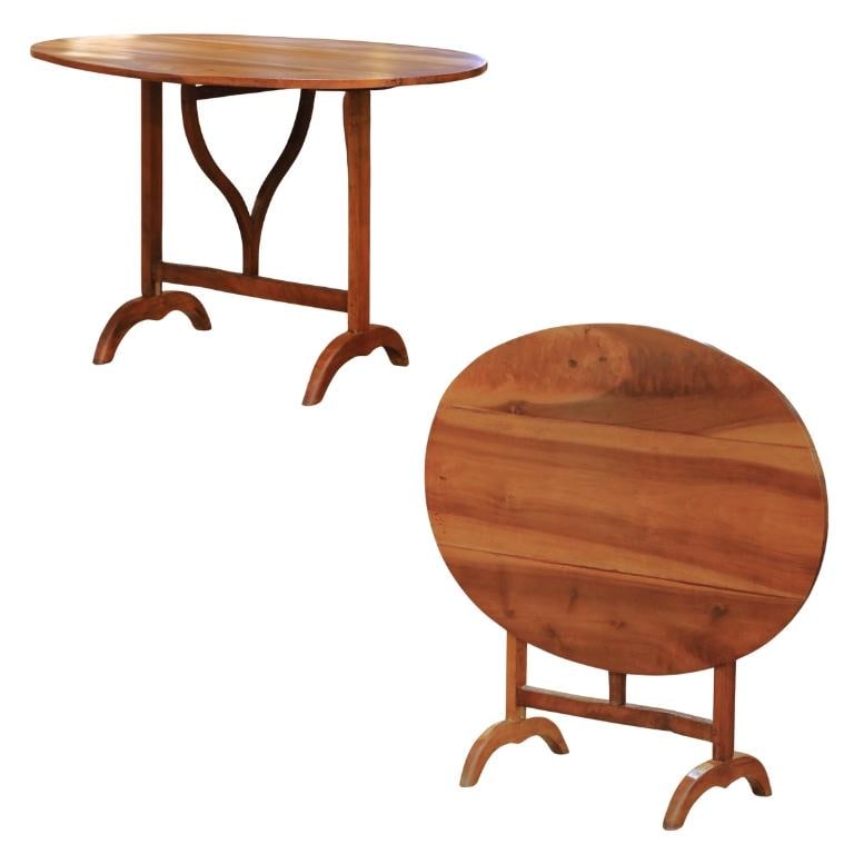 19th Century French Walnut Tilt-Top Wine Tasting Table with Lyre Base (1 of 10)
