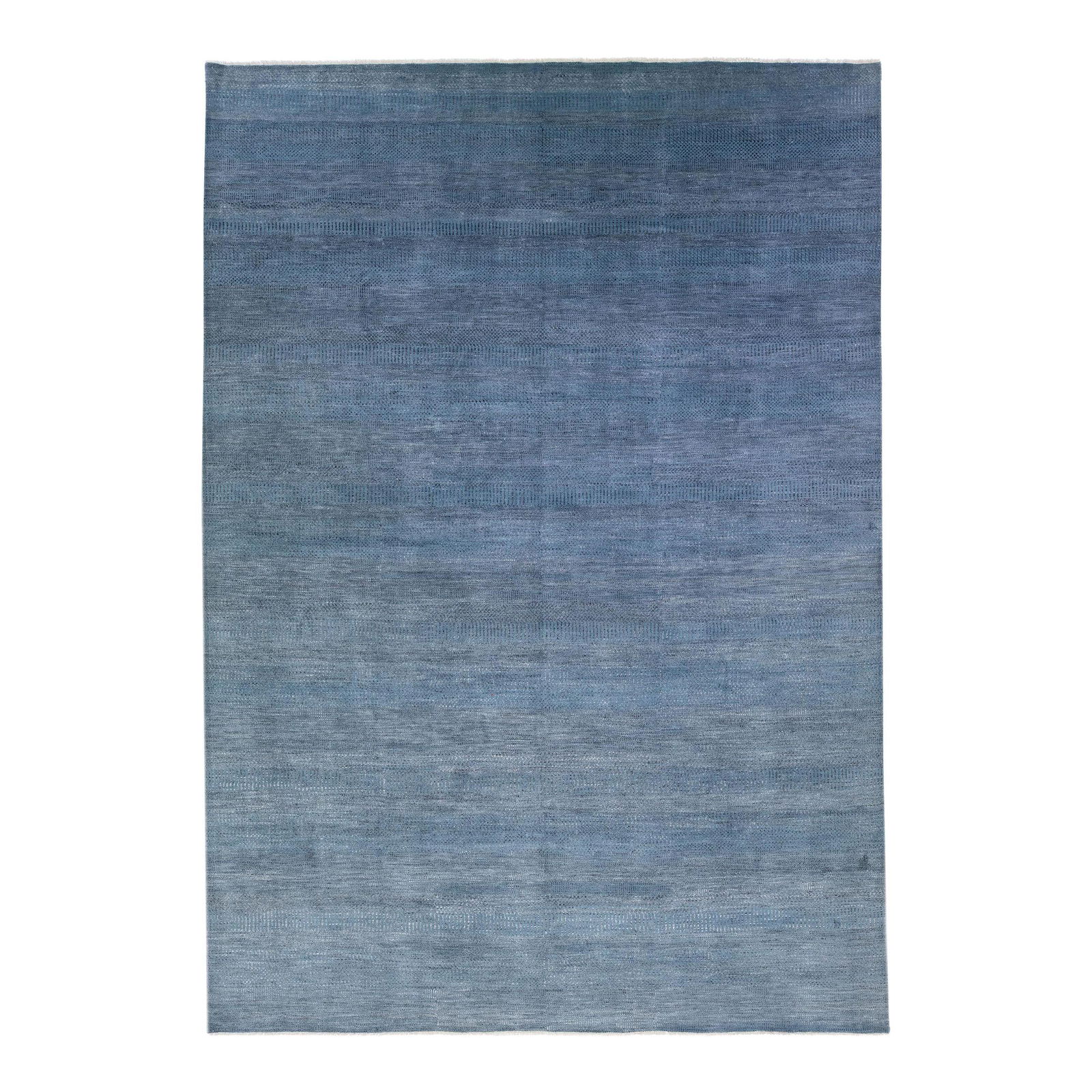 Modern Blue Geometric Wool Rug 9'11 x 14'1 Room Size: Modern Blue Geometric Wool Rug 9'11 x 14'1 Room Size Elevate your living space with this elegant hand-knotted modern rug, crafted from high-quality wool. Featuring a subtle blue color scheme, it is be