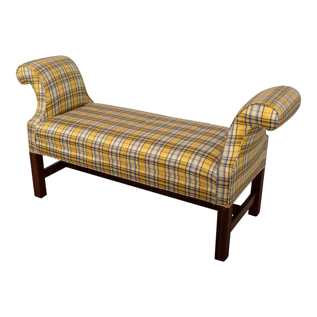 Chippendale Style Upholstered Window Bench with Rolled Arms (1 of 10)
