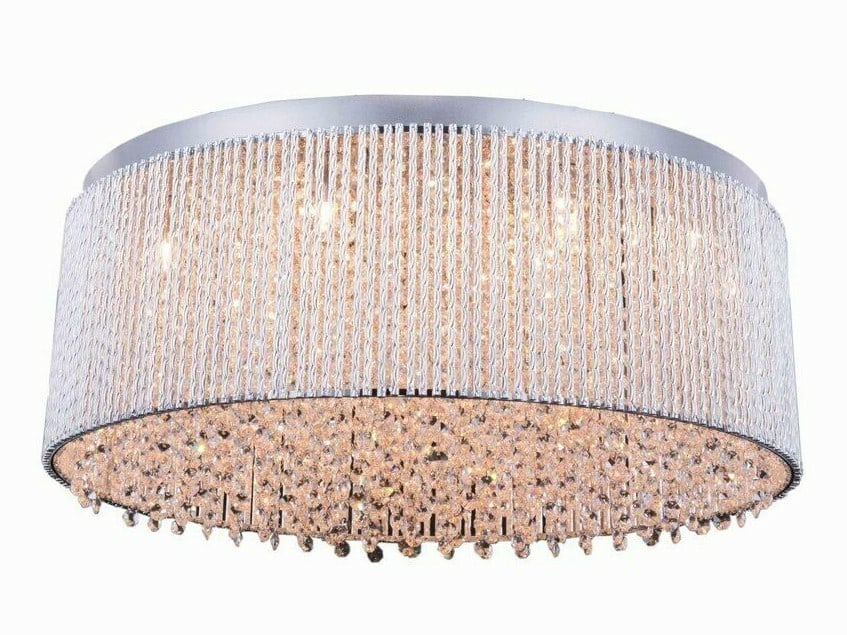 Elegant 24 Inch Crystal Flush Mount Chandelier 14 Lights Polished Chrome: Elegant 24 Inch Crystal Flush Mount Chandelier 14 Lights Polished Chrome Illuminate your space with this stunning 24-inch Crystal Chandelier Flush Mount Light Fixture, designed to add elegance to any