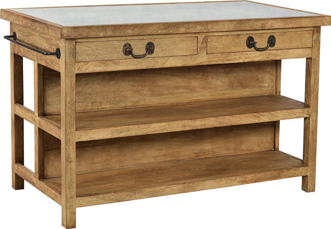 Belding Rustic Kitchen Island with White Stone Top: Belding Rustic Kitchen Island with White Stone Top Introducing the Belding Kitchen Island, a stunning addition to your kitchen designed with a rustic style in mind. This island features a beautiful wh