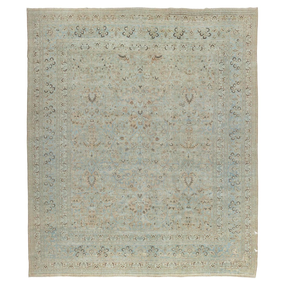Antique Persian Doroksh Oversized Square Rug 14'2 x 16'7 Wool Hand-Knotted: Antique Persian Doroksh Oversized Square Rug 14'2 x 16'7 Wool Hand-Knotted Discover the beauty of this oversized square antique Persian Doroksh rug, a stunning piece that blends rustic charm with intr