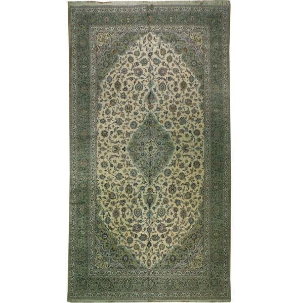 Exquisite 10.2 x 18.5 Hand-Knotted Persian Kashan Rug Signed: Exquisite 10.2 x 18.5 Hand-Knotted Persian Kashan Rug Signed Free continental US Shipping Discover the elegance of this exquisite 10.2' x 18.5' Signed Large Persian Kashan Rug, an extraordinary piece