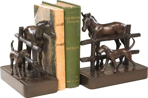 Rustic Equestrian Resin Bookends Lodge Style Hand-Cast Decor: Rustic Equestrian Resin Bookends Lodge Style Hand-Cast Decor Enhance your home decor with these stunning Rustic Resin Bookends featuring a detailed Equestrian Scene. Crafted from high-quality resin, e