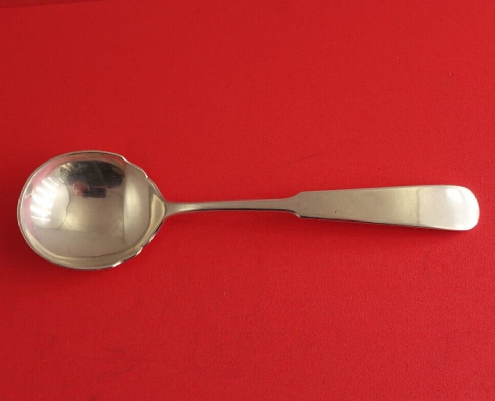 Old Newbury Crafters Panel Antique Sterling Silver Sugar Spoon 5 7/8": Old Newbury Crafters Panel Antique Sterling Silver Sugar Spoon 5 7/8" This exquisite serving spoon features the elegant Panel Antique pattern by Old Newbury Crafters. Crafted from high-quality sterlin