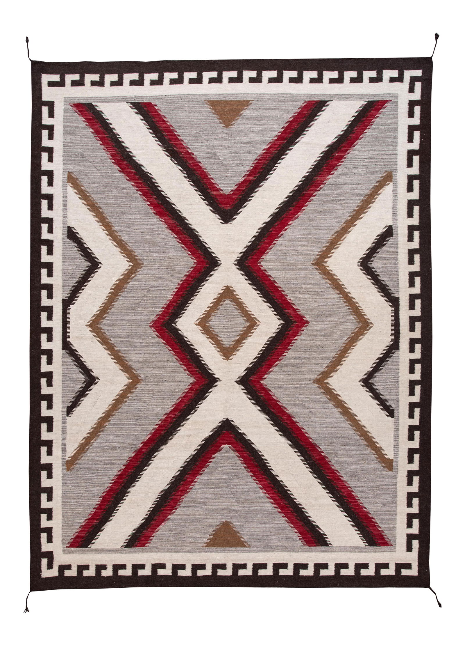 Contemporary Handwoven Wool Rug 10'2 x 14'2 Navajo Style: Contemporary Handwoven Wool Rug 10'2 x 14'2 Navajo Style This stunning 21st Century Modern Flat-Weave Navajo Style Wool Rug features a contemporary design, beautifully handwoven with a gray field comp