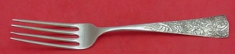 Shiebler Chrysanthemum Sterling Silver Dinner Fork 7 7/8" Heirloom: Shiebler Chrysanthemum Sterling Silver Dinner Fork 7 7/8" Heirloom This exquisite dinner fork by Shiebler features the elegant Chrysanthemum pattern, crafted from sterling silver. Measuring 7 7/8 inch