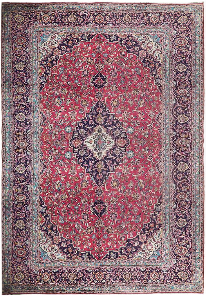 Handmade 9.9 x 14.11 Semi-Antique Persian Kashan Rug Red: Handmade 9.9 x 14.11 Semi-Antique Persian Kashan Rug Red Free continental US Shipping Discover the exquisite charm of this authentic handmade semi-antique Persian Kashan rug, meticulously crafted by s