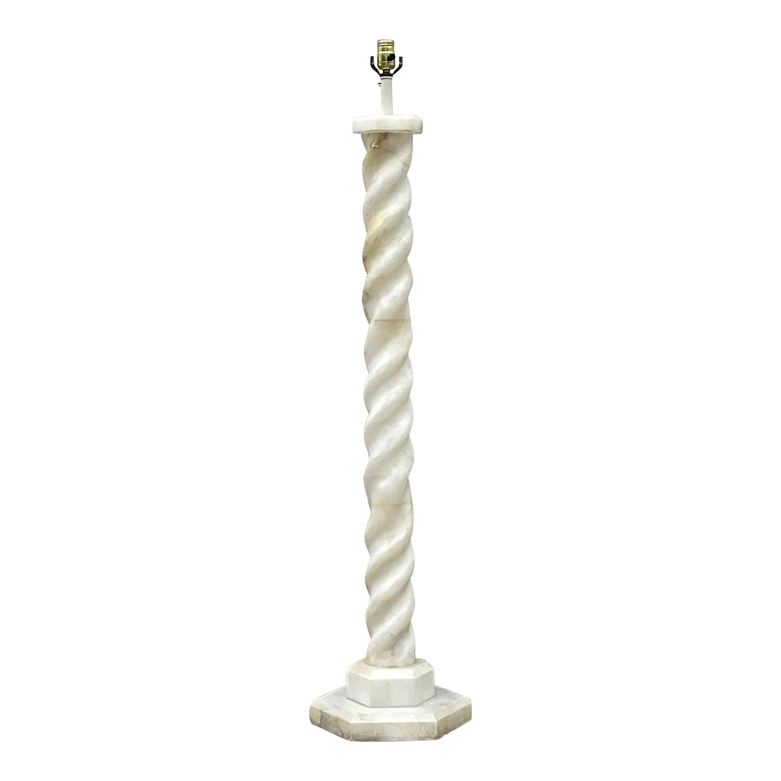 Vintage Boho Alabaster Barley Twist Floor Lamp 51.5": Vintage Boho Alabaster Barley Twist Floor Lamp 51.5" Enhance your living space with this Vintage Boho Alabaster Barley Twist Floor Lamp. This stunning lamp features a meticulously crafted barley twist