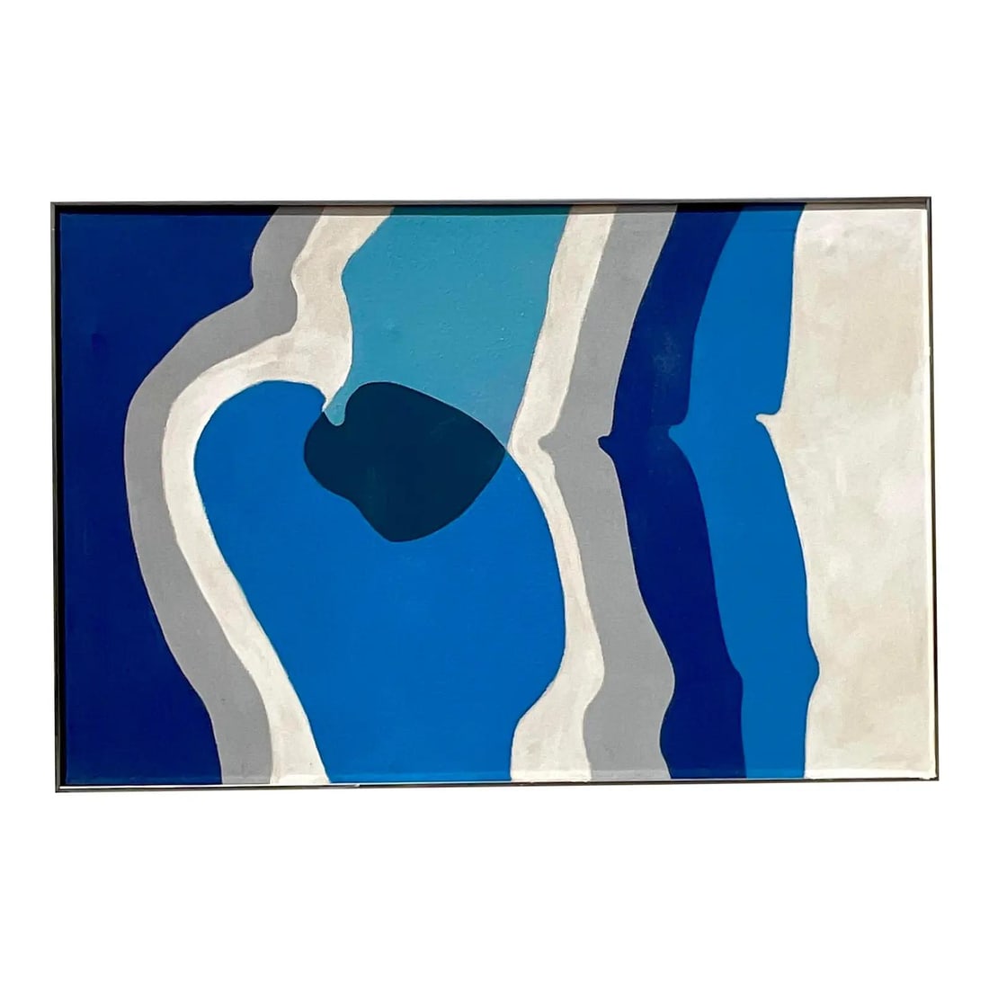 Original Abstract Oil Painting on Canvas Boho Chic 40 x 25 Blue: Original Abstract Oil Painting on Canvas Boho Chic 40 x 25 Blue Experience the vibrant energy of Boho chic with this original abstract oil painting on canvas. This artwork showcases the essence of Ame