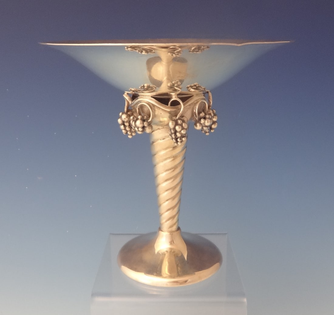 Danish Jensen Style Sterling Silver Compote 3D Grape Motif 1960s (1 of 5)
