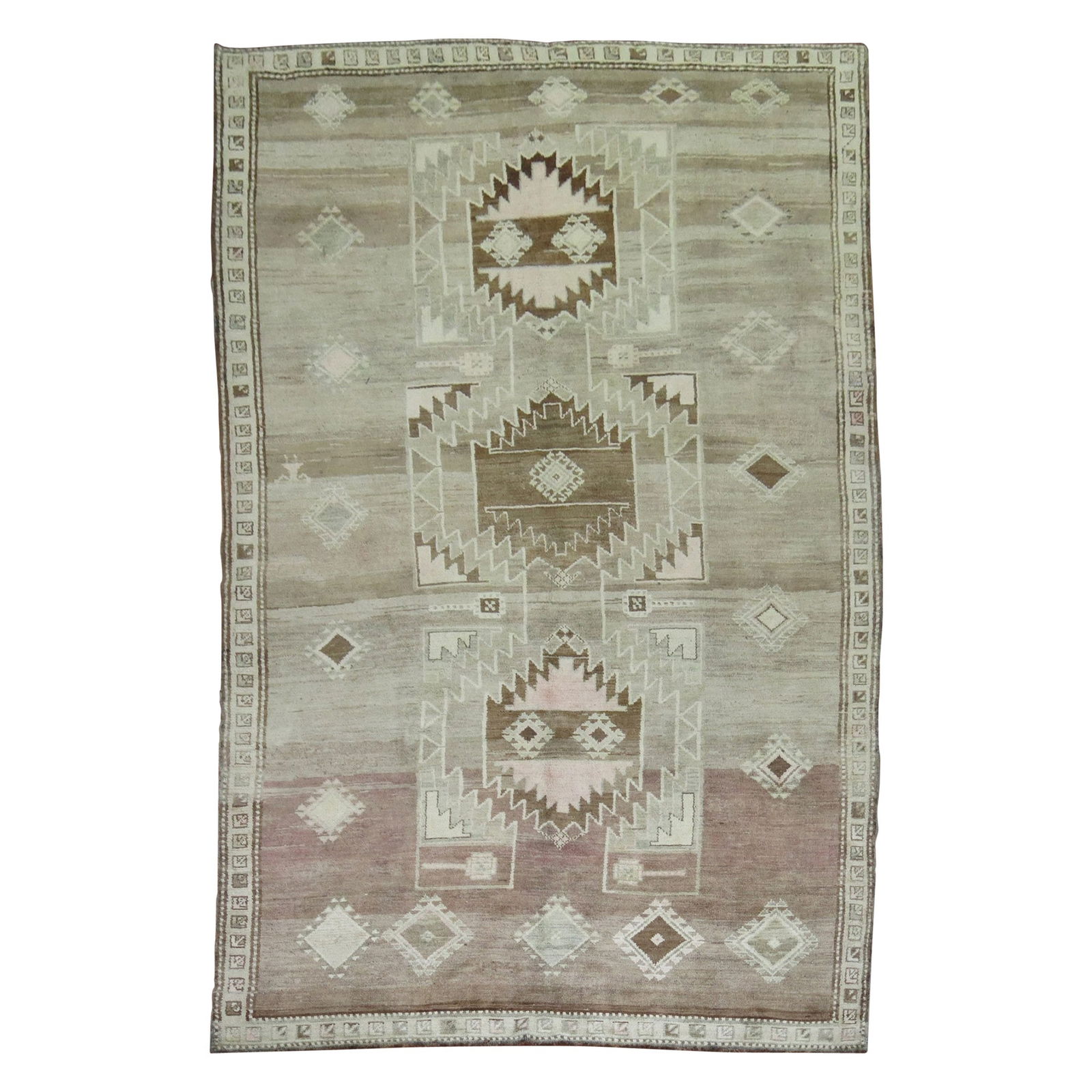 Zabihi Collection 20th Century Tribal Turkish Wool Room Size Rug: Zabihi Collection 20th Century Tribal Turkish Wool Room Size Rug Enhance your living space with this exquisite Tribal Turkish Room Size Rug from the Zabihi Collection. Measuring 81 inches in width and