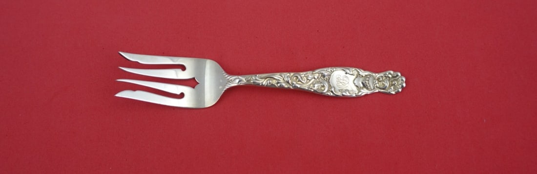 Whiting Heraldic Sterling Silver Salad Fork 6 Inch Diamond Center: Whiting Heraldic Sterling Silver Salad Fork 6 Inch Diamond Center This exquisite salad fork from the Heraldic pattern by Whiting is crafted from sterling silver and features a stunning diamond center.